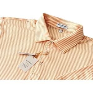 Peter Millar Hales Performance Summer Comfort Golf Polo Orange Striped XL NWT